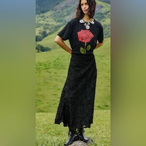 Farm Rio Floral Lace Midi Skirt